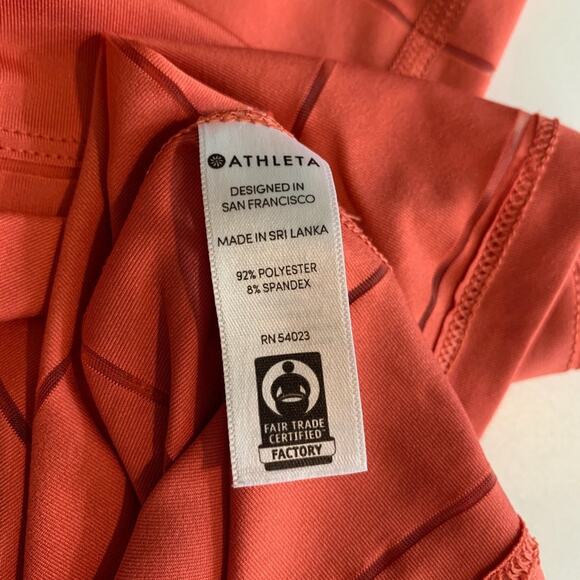 Athleta Tank Top Womens XS Terracotta Orange Mesh Panel Stripe Chi Racerback - Picture 11 of 14